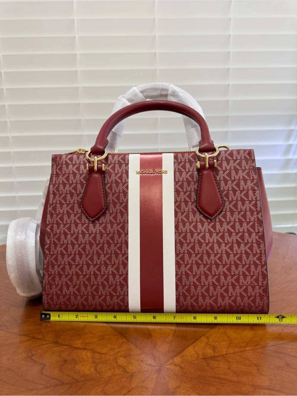 Michael Kors Red Burgundy Signature Satchel with Matching Wristlet